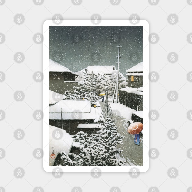 Snow at Daichi by Kawase Hasui Magnet by Takeda_Art