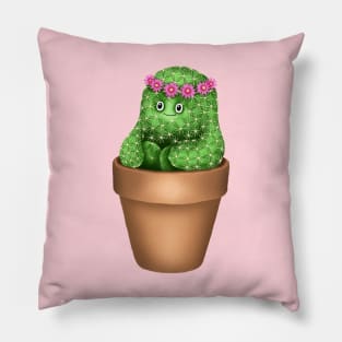 Cute Cactus (Pink Background) Pillow