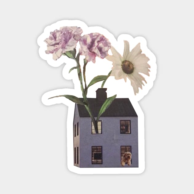 Flower House Puppy Magnet by Collage Garage Gifts