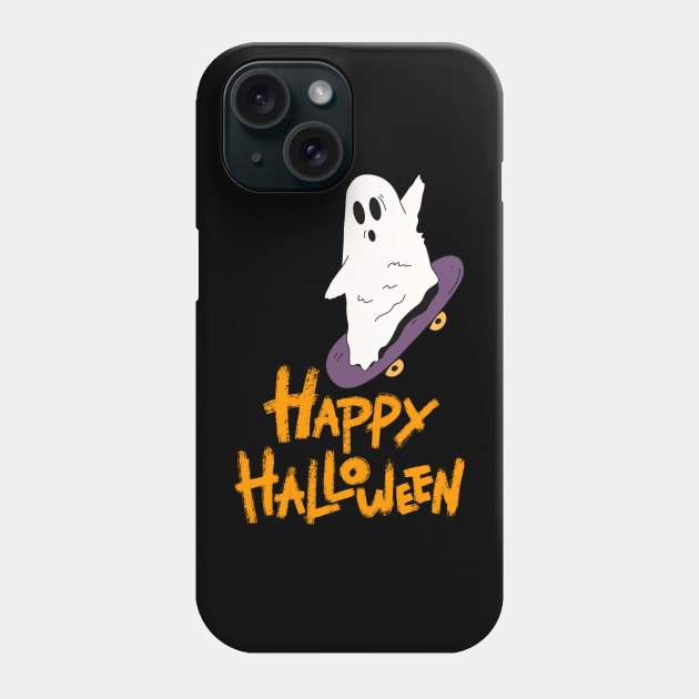 Ghost Skateboard Lazy Halloween Costume Funny Skateboarding Phone Case by BukovskyART