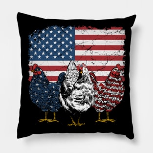 Chicken America Flag 4th of July Pillow