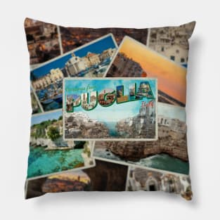 Greetings from Puglia in Italy Vintage style retro souvenir Pillow