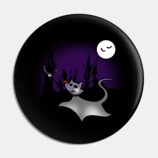 Cute Spooky Cat Ghost Halloween Night Pin