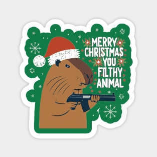 Merry Christmas Capybara Magnet