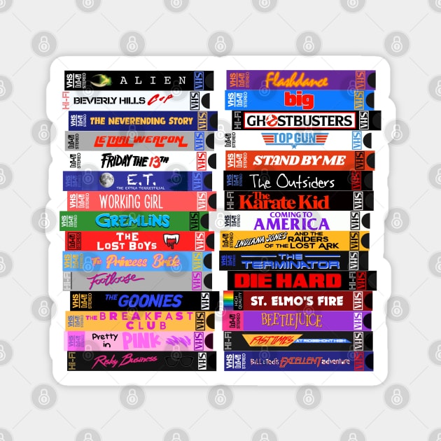 Retro 80s Movies VHS Stacks Magnet by darklordpug