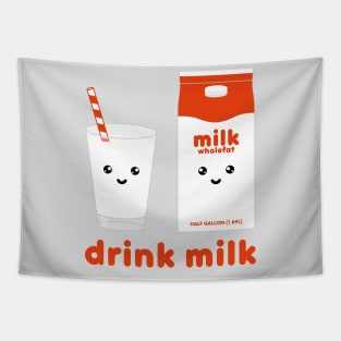 Drink milk Kawaii milk carton and milk glass Tapestry