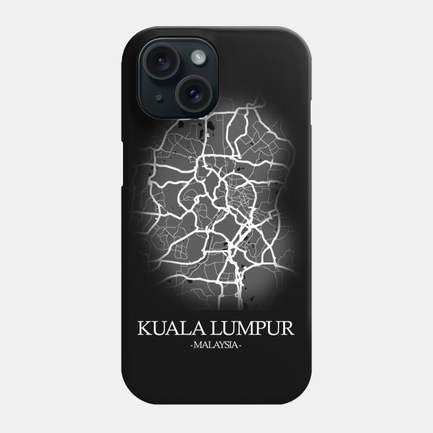 Kuala Lumpur City Map - Malaysia Cartography White Phone Case by SPAZE