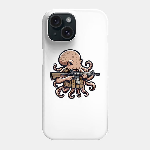 Tactical Octopus Adventure Tee: Where Intelligence Meets Style Phone Case by Rawlifegraphic