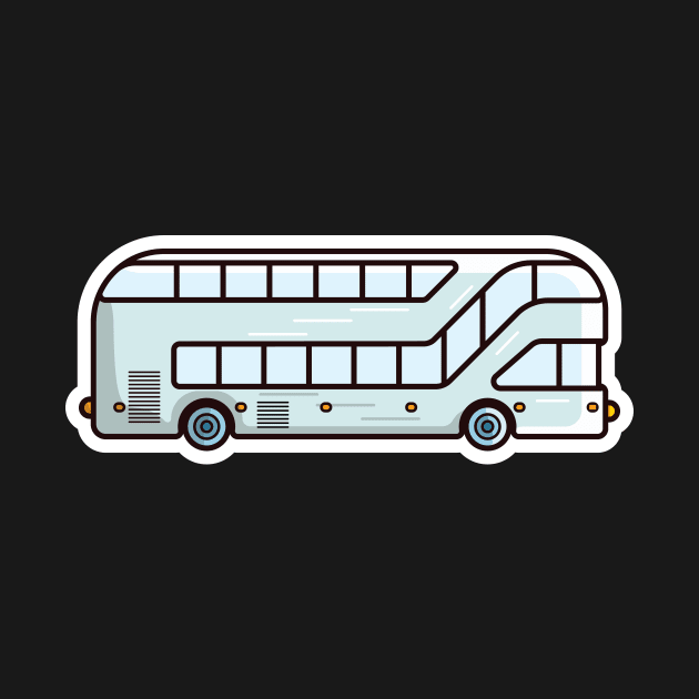 Double Decker Bus vector illustration. Bus transportation icon concept. Modern london double decker bus side view flat vector design with shadow isolated on pink background. by AlviStudio