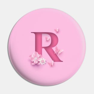 R Letter Personalized, Pink Minimal Cute Design, Birthday Gift, Christmas Gift Pin