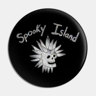 Spooky Island Skull Disco Ball Pin