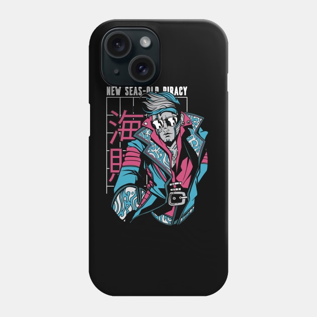 Anime Cyber Futuristic Pirate- New Seas Old Piracy Phone Case by FelippaFelder