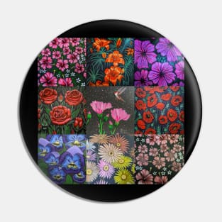 Flowers on Black Paper Series Pin