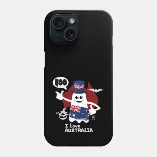 BOO GHOST with an Australian flag "I love Australian" - cute Halloween Phone Case