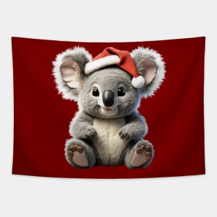 Cute Christmas Koala with A Xmas Santa Hat from Australia Tapestry