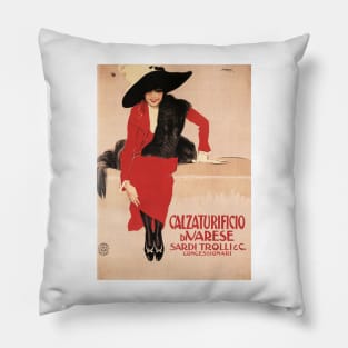 Italian Woman Fashion Shoes Ad Calzaturificio Di Varese by Leopoldo Metlicovitz Vintage Pillow