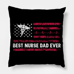 Vintage USA Best Nurse Dad Ever American Flag Fathers Day Pillow