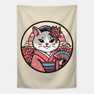 Japanese cat Kimono meow Tapestry