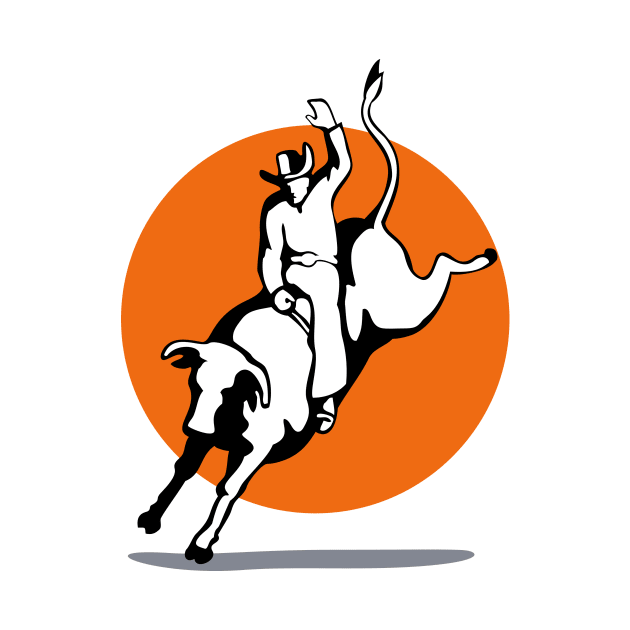 Rodeo Cowboy Bull Riding Retro by retrovectors