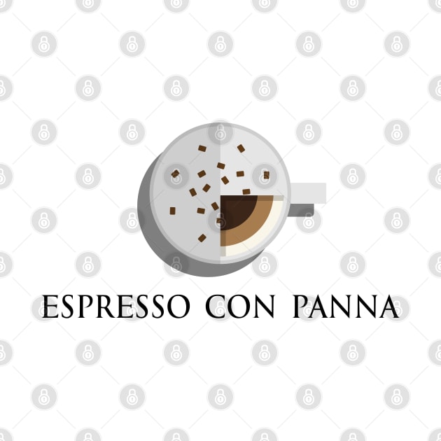 Hot espresso con panna coffee cup top view in flat design style by FOGSJ