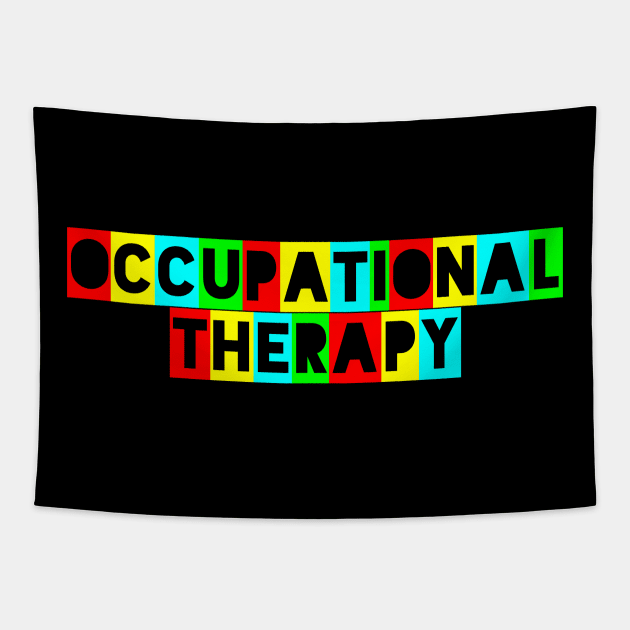 Colorful Occupational Therapy Text Design Tapestry by docferds