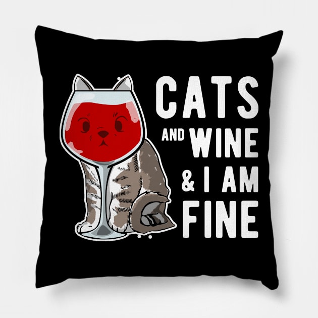 Cats Wine Design for a Cat Lover Pillow by Shirtglueck