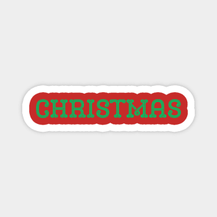 Green CHRISTMAS Lettering on Black Minimal Festive Holiday Aesthetic Magnet