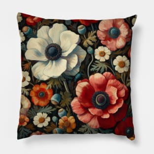 anemone and poppy flower pattern 1 Pillow