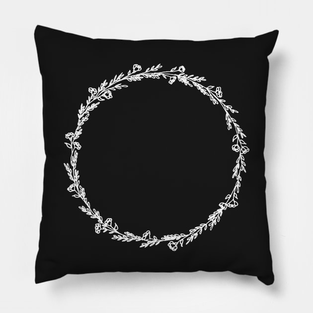 Fineline Flower wreath Pillow by GinaaArts