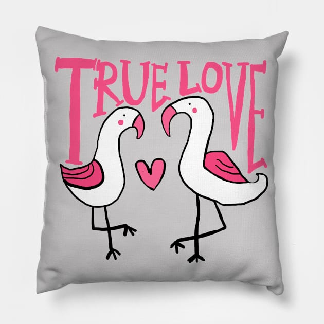 true love, flamingo Pillow by zzzozzo