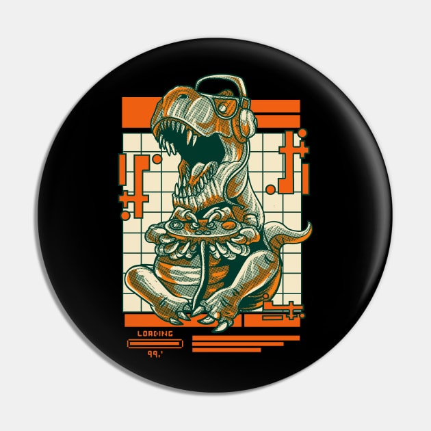 T Rex Gamer Retro Gaming Tyrannosaurus Dinosaur Pin by E