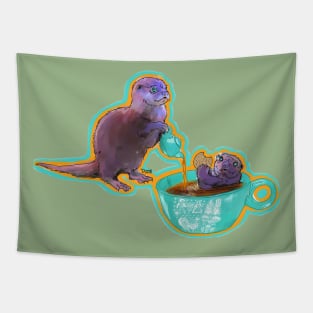 Otter Tea Party Butterprint Tapestry