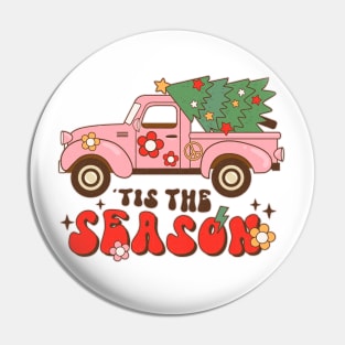 Tis The Season, Groovy Truck, Merry Christmas Tree Pin