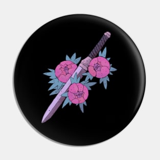 Dagger in Peonies Pin