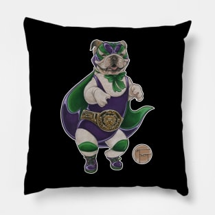 Bulldog Luchador - White Outlined Version Pillow