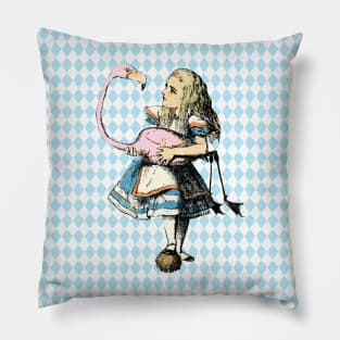Vintage Alice In Wonderland Flamingo Croquet Game Pillow