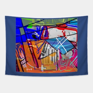 Blue and orange abstract London Tapestry