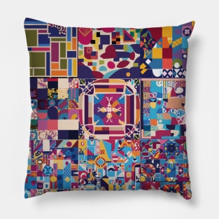 vibrant mosaic art Pillow