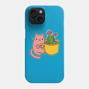 Cactus and happy gardener cat Phone Case