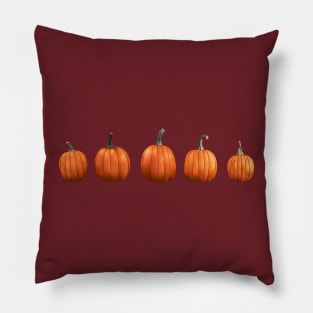 Five Pumpkins (Maroon) Pillow