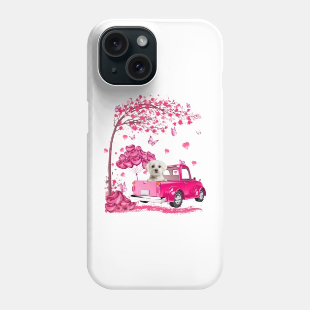 Valentine's Day Love Pickup Truck White Maltese Phone Case by TATTOO project