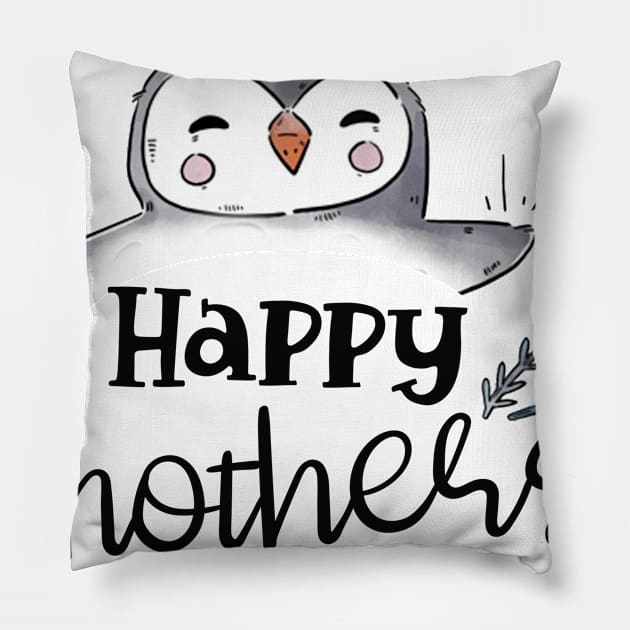 I Love My Mama Penguin Cute Happy Mothers Day Gift Pillow by Simpsonfft