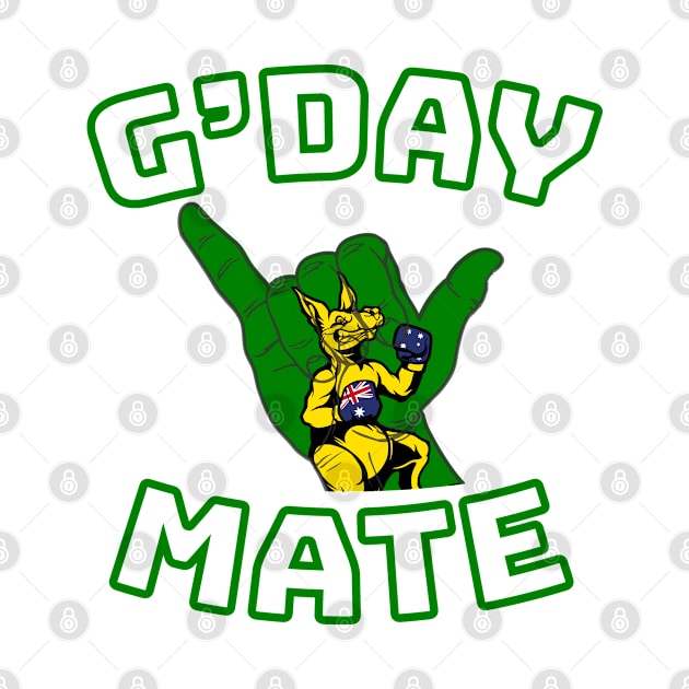 G'Day Mate - Aussie Shaka - Boxing Kangaroo by Jas-Kei Designs
