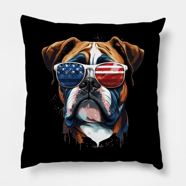 Boxer 4th of July Pillow by JayD World