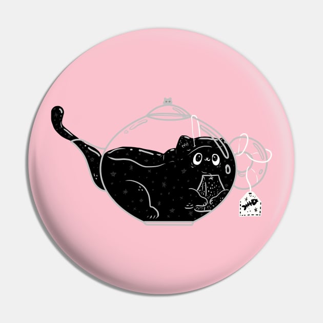 Starry Black Kit-tea Pin by Fluffymafi