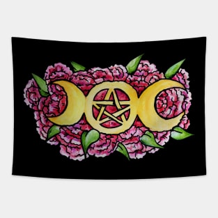 Triple moon Pentagram Art Tapestry