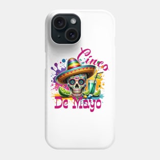 CINCO DE MAYO; 5th May; fifth of May; Mexican; Mexico; day of the dead; sugar skull; tequila; drinks; limes; bright colors; colorful; party; celebration; celebrate; skeleton; skull; sombrero; fiesta; tacos; pretty; bright; paint; Phone Case