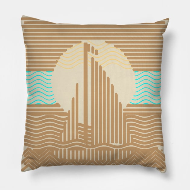 Abstract Lines and Shapes Sailboat Pillow by Sailfaster Designs