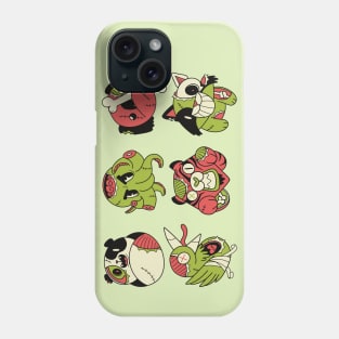 Cute Zombie Animals // Koala Octopus Panda Cat Tiger Bird // Funny Halloween Animals Phone Case