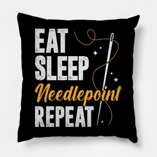 Eat Sleep Needlepoint Repeat Pillow